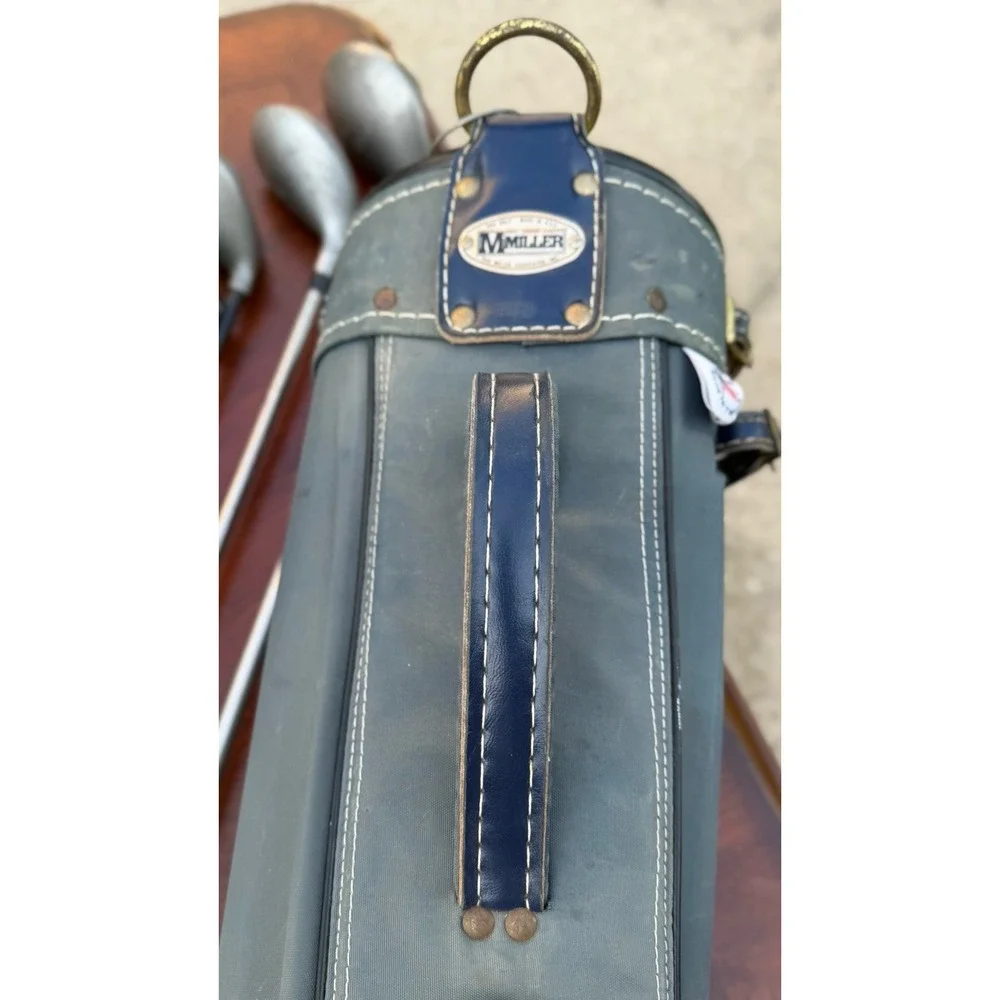 13 Golf Clubs Assorted Vintage Ron Miller Pro Golf‎ Bag 3-way Made In USA,